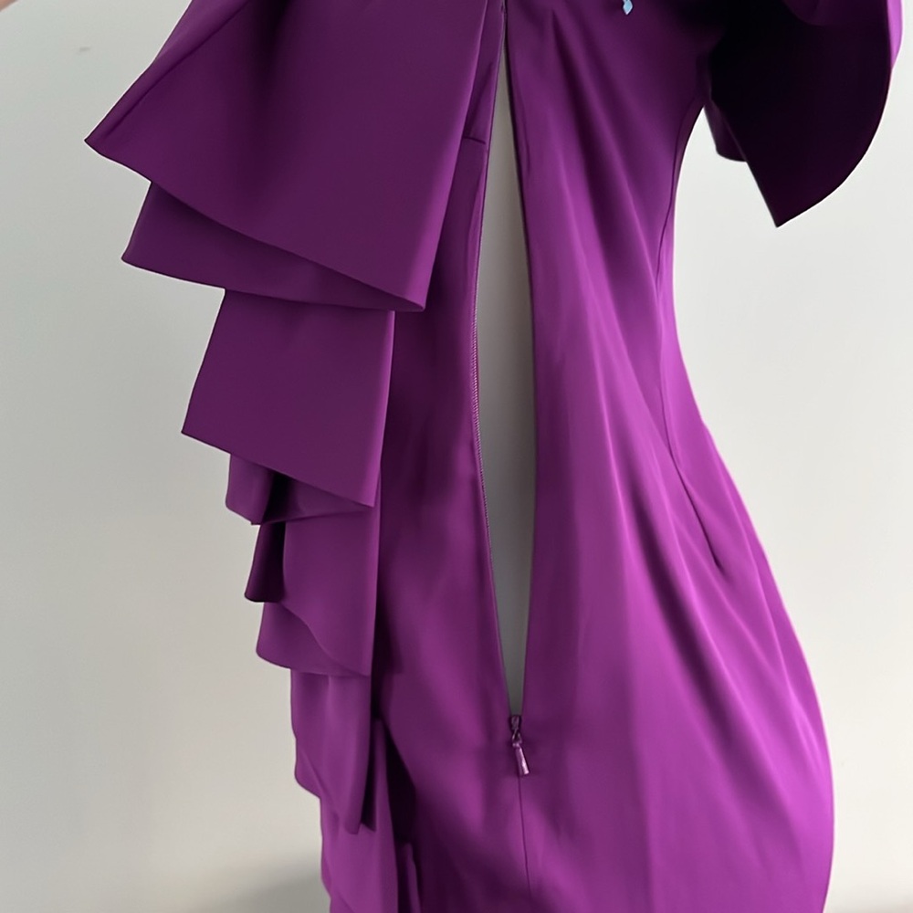 NEW 100% Silk Robert Rodriquez one shoulder purple cocktail Dress size small - Picture 7 of 10